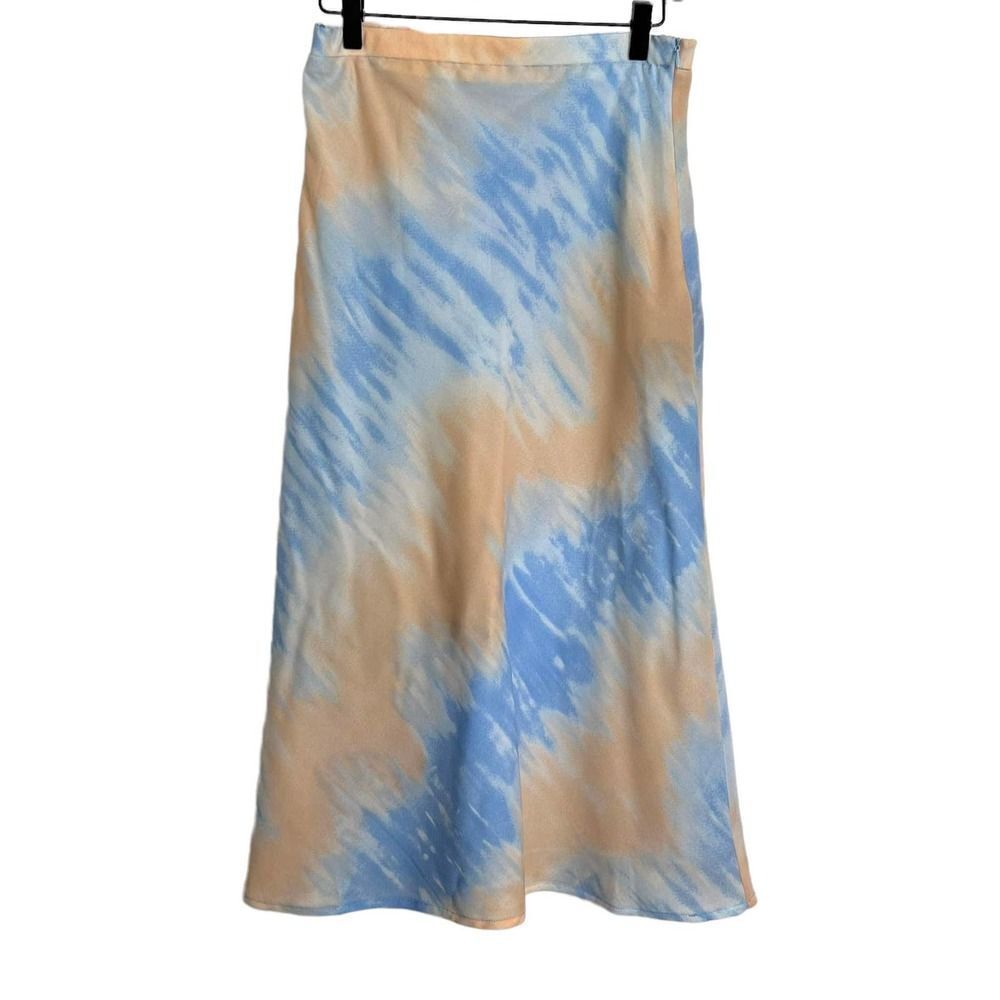 𝅺emory Park Midi‎ Skirt Blue Peach Size L